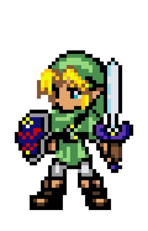 Pixel Zelda Art, Link Pixel Art, Notion Pics, Nintendo Characters, Zelda Art, Perler Bead Art, Perler Patterns, The Legend Of Zelda, Hama Beads