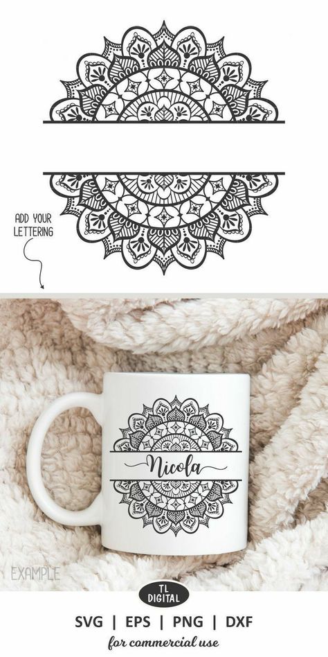 Split Mandala, Mandala Simple, Mandala Meditation, Mandala Doodle, Easy Mandala Drawing, Idee Cricut, Mandala Art Therapy, Design Mandala, Simple Mandala