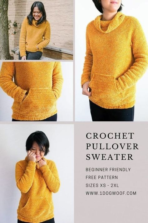 Cowl Neck Sweater Pattern, Ribbed Sweater Pattern, Oversized Crochet Sweater, Crochet Sweatshirt, Easy Crochet Sweater, Free Crochet Sweater, Crochet Pullover Pattern, Easy Beginner Crochet Patterns, Cardigan Sweater Pattern