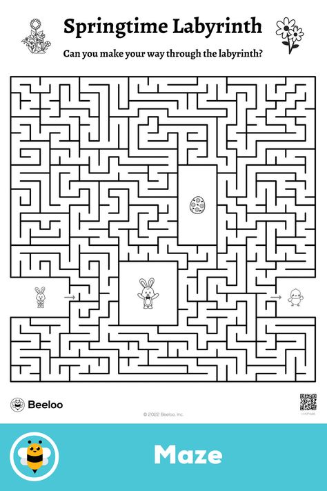 Advanced springtime easter-themed maze for kids ages 7 and up Maze For Kids, Labyrinth Maze, Maze Worksheet, Crafts And Activities For Kids, Easter Printable, Mazes For Kids, Free Printable Activities, Easter Printables, Easter Activities