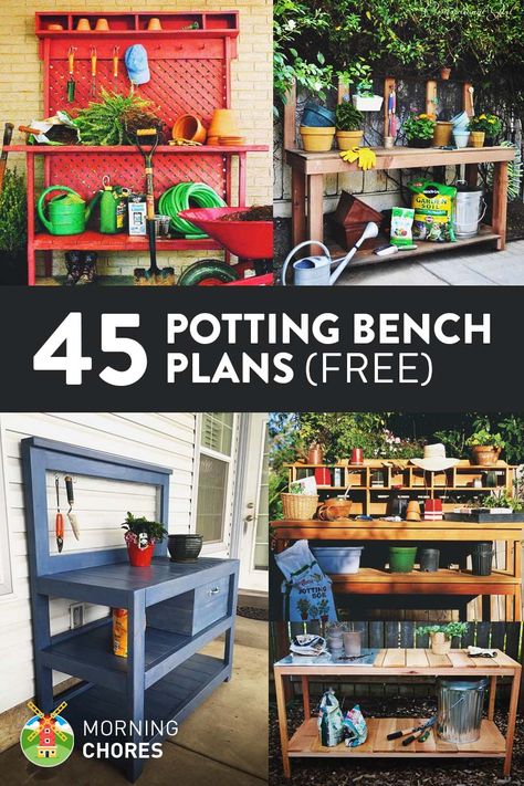 Potting Benches Diy, Potting Bench Ideas, Shed Diy, Diy Potting Bench, Potting Bench Plans, Potting Station, Garden Shed Diy, Potting Benches, Potting Tables