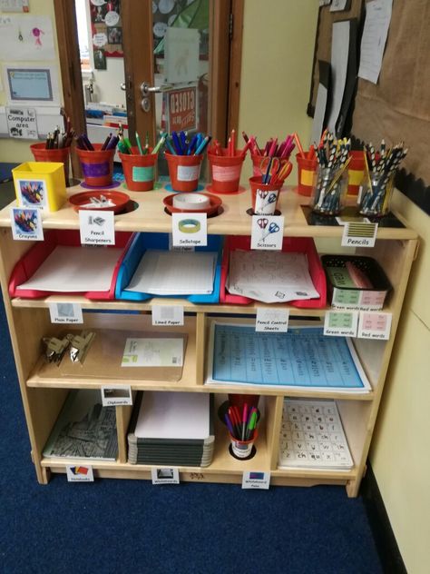 Writing Area Nursery Writing Area, Writing Table Preschool, Writing Areas Eyfs, Early Years Writing Area, Writing Area Classroom, Writing Provision Eyfs, Writing Corner Classroom, Writing Area Year 1, Writing Area Preschool Ideas