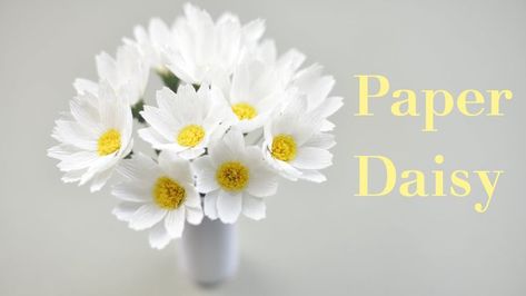 Daisy Tutorial, Crepe Paper Crafts, Tissue Flowers, Paper Daisy, Fleurs Diy, Easy Paper Flowers, Spring Decoration, Paper Craft Tutorials, Paper Flower Crafts