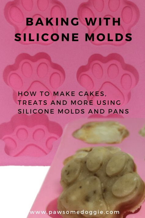 Are you wondering how to make cakes and do baking with silicone molds? This blog post offers food and recipe ideas on the best ways to use silicone molds and pans to make cakes, treats and more for dogs and humans. Cookies In Silicone Molds, How To Use Silicone Molds For Baking, Baking With Silicone Molds, Silicone Mold Dog Treat Recipes, Dog Treat Recipes For Silicone Molds, Molded Cookie Recipe, Silicone Molds Recipes, Bone Appetit, Mooncake Recipe