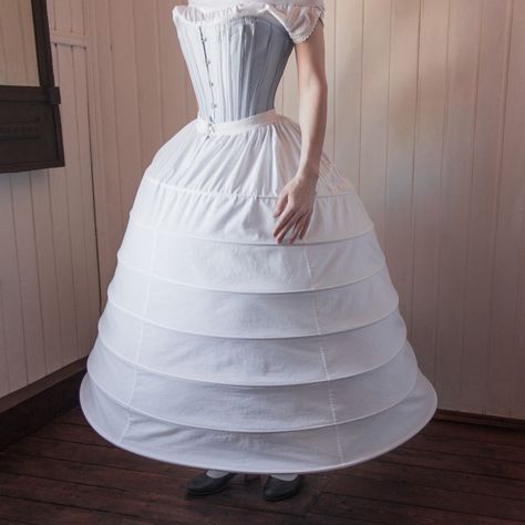 1860s hoop skirt regular size PDF pattern - Ninonella historical patterns & bespoke garments 1860 Dress Pattern, How To Make A Hoop Skirt, 1860s Crinoline, Historical Patterns, Hoop Skirt, Diy Skirt, Bias Tape, Formal Attire, Skirt Pattern