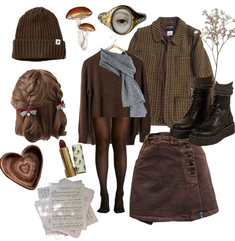 Cabincore Outfit, Marauders Clothes, Barista Fits, Brown Winter Outfit, Bookish Clothing, Academia Outfits, Witchy Fashion, Indie Fashion, Outfit Inspo Fall