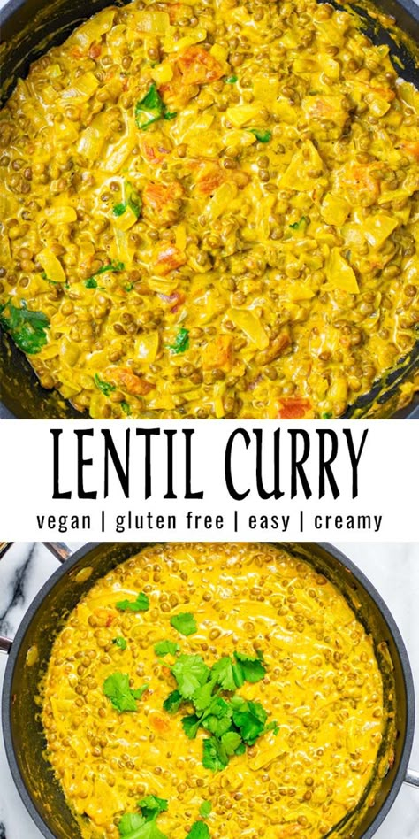 This easy Lentil Curry is a 10 minute meal using canned lentils for extra convenience and to save time. Filling, hearty and affordable, it is packed with flavor and amazing spices. #vegan #dairyfree #vegetarian #glutenfree #dinner #lunch #mealprep #contentednesscooking #lentilcurry #10minutemeals #onepotdinners Vegan Affordable Meals, Easy Lentil Curry, Protein Entrees, 10 Minute Meal, Lentil Curry Recipes, Goose House, Lentils Vegan, 10 Minute Meals, Vegan Curry Recipes