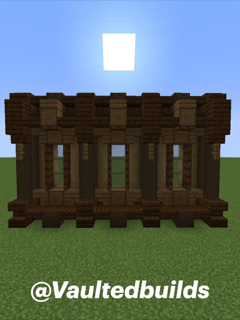 Minecraft Dark Oak Wall Designs, Dark Oak Wall Minecraft, Wood Wall Minecraft, Minecraft Wall House, Minecraft Dark Oak Builds, Dark Oak Minecraft, Minecraft Town Hall, Wall Minecraft, Mc House Ideas