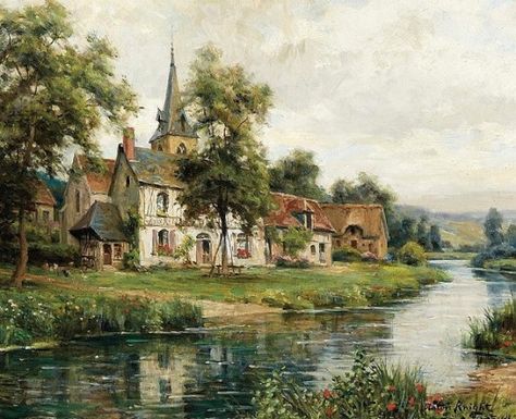 Louis Aston Knight (1873 – 1948) | AMERICAN GALLERY - 20th Century Louis Aston Knight, Farming Village, Countryside Paintings, Art Village, Cottage Art, Landscape Art Painting, Knight Art, House Art, Aesthetic Painting