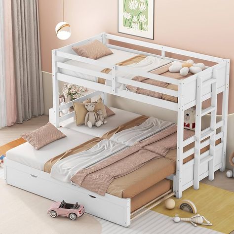 Trundle Bunk Bed Ideas, Bunk Bed Girls Room, Trundle Bed Twin, Bunk Beds For Girls Room, Convertible Bunk Beds, Beds Twin, Girls Bunk Beds, Room Improvement, Bed With Ladder