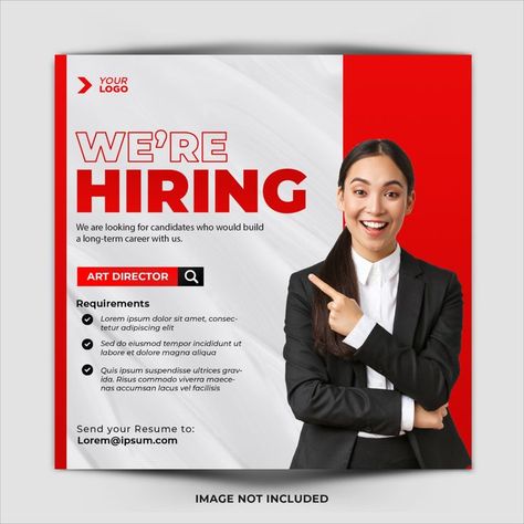 #job #vacancy #hiring We Are Hiring Design, Job Vacancy Poster, Vacancy Poster, Hiring Design, Hiring Poster, Free Social Media Templates, Ui Design Principles, Education Poster Design, Types Of Social Media