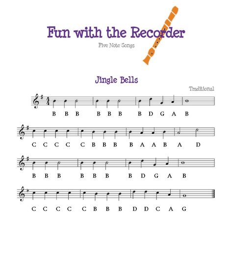 Recorder Sheet Music With Letters, Recorder Notes Songs, Recorder Music Sheets, Jingle Bells Sheet Music, Recorder Fingering Chart, Recorder Lessons, Recorder Notes, Recorder Sheet Music, Recorder Songs