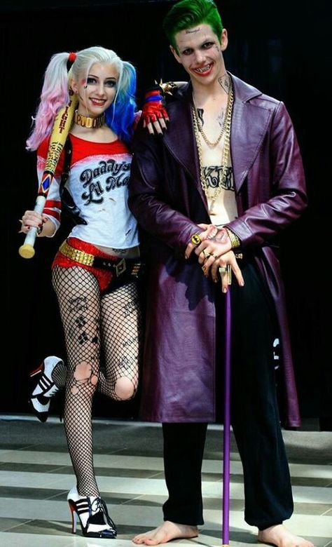 Joker And Harley Quinn Halloween Costume, Easy Couples Costumes, Harley Quinn Halloween Costume, Cute Couples Costumes, Harley Quinn Halloween, Joker Costume, Halloween Coustumes, Couples Halloween Outfits, Harley Quinn Costume