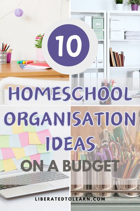 10 homeschool organisation ideas on a budget Homeschooling Classroom Setup, School Room Organization, Homeschooling Classroom, Lesson Plan Organization, Preschool Rooms, Organisation Tips, Desks For Small Spaces, Organisation Ideas, Organisation Hacks