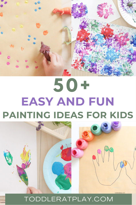 Enjoy this list of 50+ Easy and Fun Painting Ideas for Kids where you can find many fun and unique ways to paint. It doesn't have to be just paintbrush and paint!  #paintingideas #kidscrafts #preschoolideas  #kidsactivities Preschooler Painting Ideas, Painting Ideas Preschool Art Activities, Preschool Painting Ideas, Paint Crafts For Toddlers, Painting Activities For Preschoolers, Paint Activities For Kids, Painting Activities For Toddlers, Painting Ideas For Toddlers, Toddler Painting Ideas