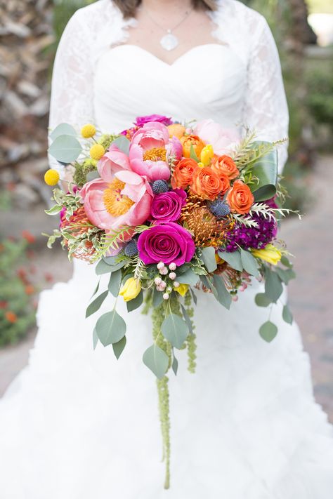 Bridal Bouquet Bright Colors, Wild Rose Bouquet, Bright Colored Wedding Bouquets, Wedding Cake Bright Flowers, Bright Color Bridal Bouquet, Wedding Bouquets Colorful, Bridal Bouquet Bright, Vibrant Wedding Flowers, Bright Wedding Bouquet