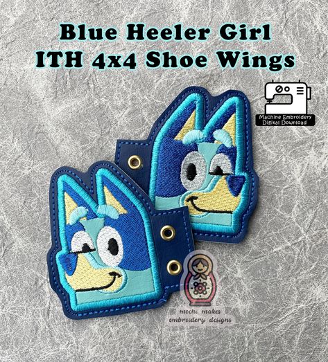 Blue Heeler Girl ITH Shoe Wings Boot In the Hoop Machine Embroidery DIY Cosplay Kids Sew Pattern Download Australian Cartoon Dog Puppy 4x4 Embroidery Inspiration Machine, Shoe Wings, Cosplay Kids, Blue Heeler Puppies, Heeler Puppies, Diy Cosplay, Wing Boots, Embroidery Diy, Embroidery Shoes