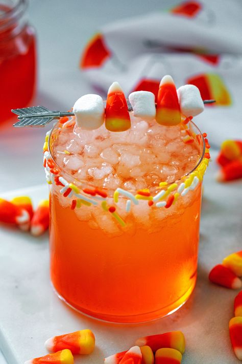 Candy Corn Drinks, Corn Cocktail, Candy Corn Ice Cream, Soda Mocktail, Moonshine Drink Recipes, Candy Corn Mix, Alcohol Candy, Candy Corn Recipe, Fall Movie