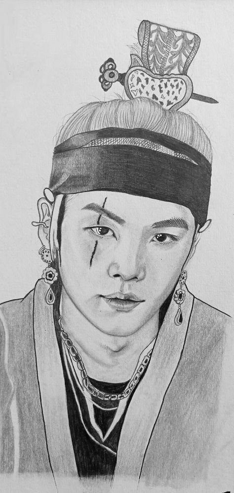 Bts suga Agust D Drawing, D Drawing, Kpop Drawings, Agust D, Bts Suga, Captain Hat, Sketch, Male Sketch, Bts