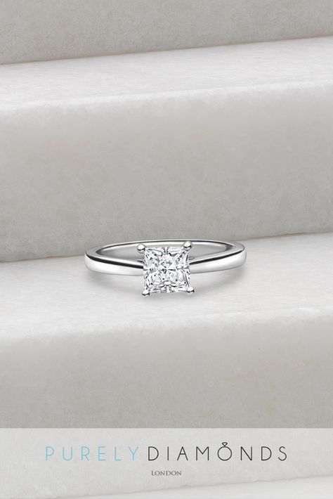 Classic Princess Cut Engagement Ring, Square Simple Engagement Rings, Square Cut Engagement Rings Simple, Princess Cut Engagement Ring Simple, Platinum Diamond Rings Women, Square Engagement Rings Princess Cut, Engagement Rings Simple Square, Square Engagement Rings Simple, Simple Square Engagement Rings