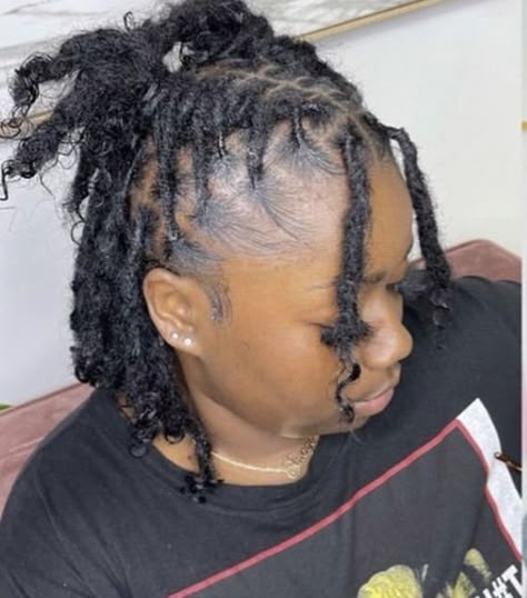 Hair Styles For Dreads Short, Beginning Locs Hairstyles For Women, Lic Styles Women, Cute Styles For Locs For Women, Coil Locs Style, Barrel Twist Locs Women Ponytail, Short Locs Hairstyles Black Women, Coil Locs Hairstyles, Loc Styles On Short Hair For Women