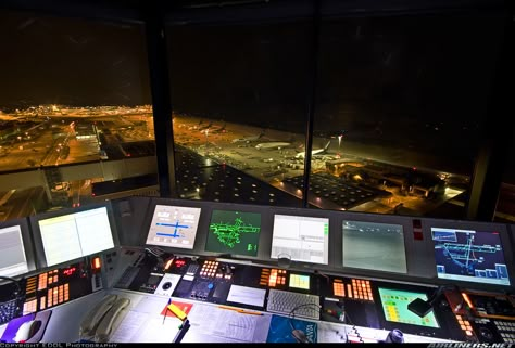 Air Traffic Control tower at night Air Traffic Controller Aesthetic, Airplane At Night, 93 Percent Stardust, Aviation Aesthetic, Airport Control Tower, Virtual City, Aviation Education, Control Tower, Airplane Wallpaper