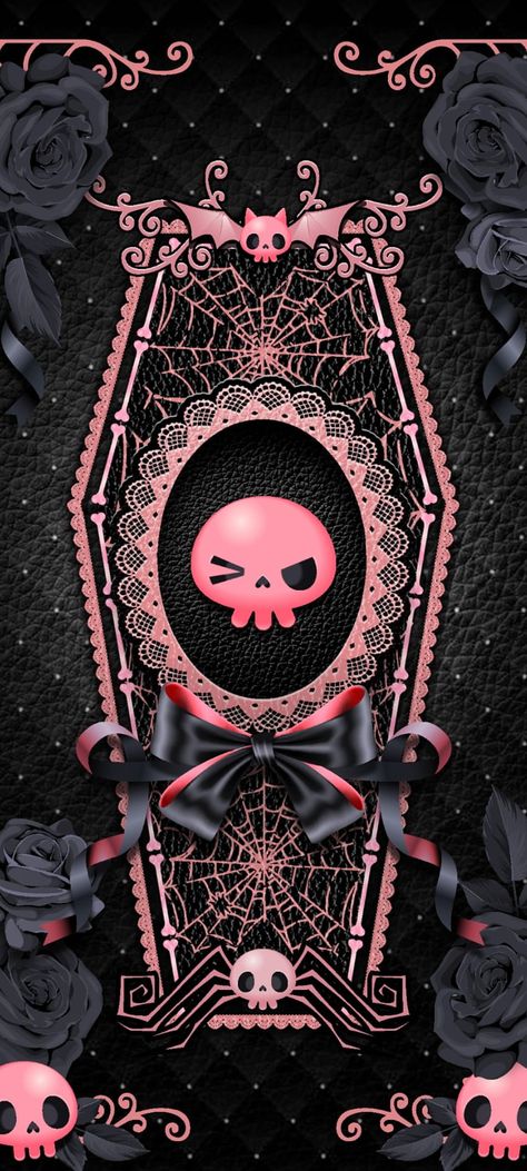 Cute Skull Wallpaper, Pink Goth Wallpaper, Goth Christmas Wallpaper, Pink Skull Wallpaper, Misfits Tattoo, Sagittarius Wallpaper, Skulls Wallpaper, Gothic Background, Free Android Wallpaper