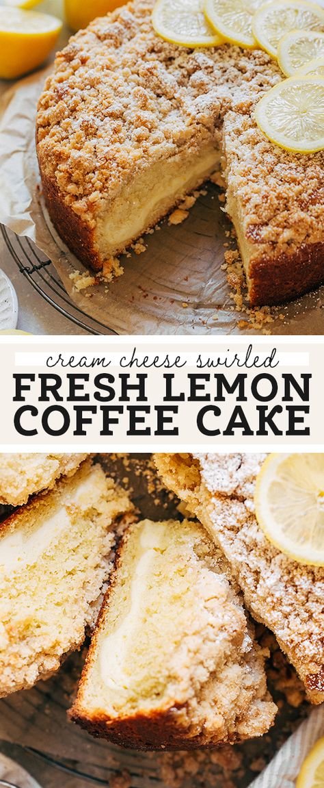 Lemon Cream Cheese Coffee Cake, Lemon Cream Cheese Filling, Lemon Coffee Cake, Classic Coffee Cake, Delicious Lemon Cake, Lemon Coffee, Butternut Bakery, Cream Cheese Coffee Cake, Lemon Cream Cheese