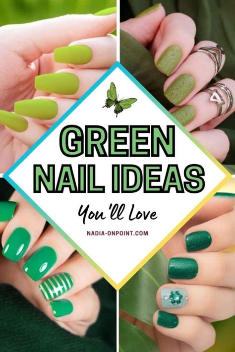 Green Nail Ideas: Fresh, Fun, and Fabulous! Neon Green Glitter Nails, Green And Pink Nails Designs, Olive Nails, Polka Dot Nail Art, Chevron Patterns, Almond Nail, Pink Nail Designs, Green Polka Dot, Accent Nails