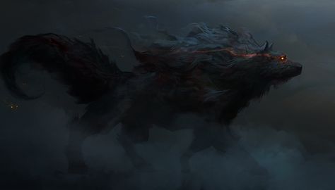 Direwolf, Aaron Nakahara on ArtStation at https://www.artstation.com/artwork/nYLvO Shadow Wolf, Dire Wolf, Fantasy Beasts, Slenderman, 다크 판타지, Creature Feature, Mythical Creatures Art, Wolf Art, Creature Concept