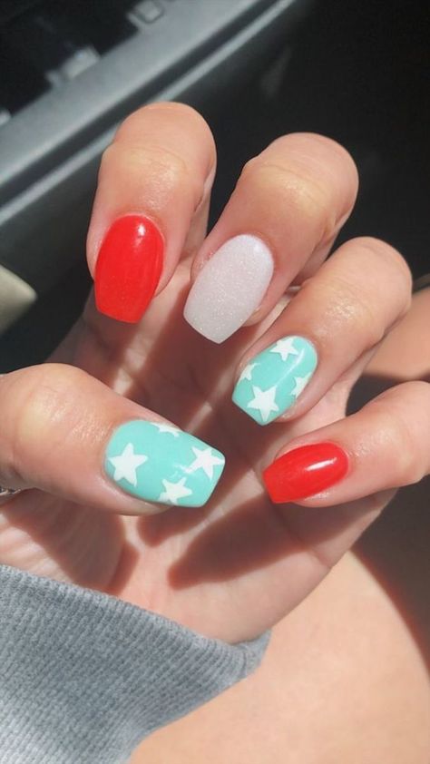 Patriotic Nails Design, Western Nails, Country Nails, Fourth Of July Nails, 4th Of July Nails, July Nails, Cute Gel Nails, Nails For Kids, Summer Acrylic Nails