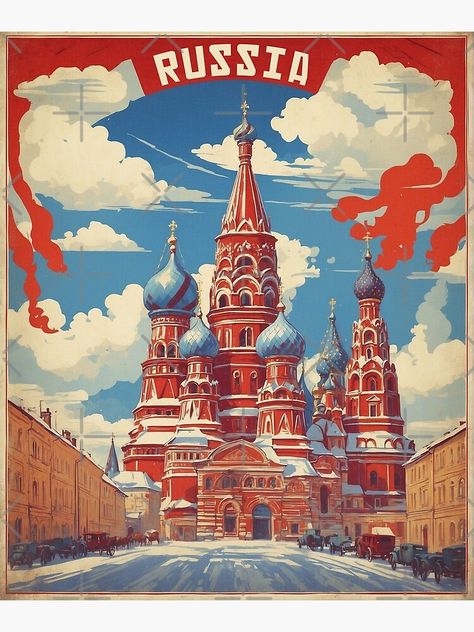 Add some fun and beauty to your home with this Russian traveler design or give it as the perfect gift! Russia Poster, Cake Paintings, Russian Poster, Poster Tourism, Tourism Poster, Russian Culture, Poster City, Bedroom Posters, Northern Europe