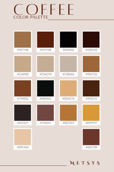 Vintage Logo Color Palette, Colour Palette Coffee, Coffee Aesthetic Color Palette, Coffee Shop Colour Palette, Brown And Cream Color Palette, Coffee Pallete Color, Espresso Color Palette, Cafe Colour Palette, Coffee Shop Colors