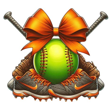 Softball Wallpapers, Abc Art, Cute Good Morning Images, Orange Bows, Baseball Art, Girls Softball, Cricut Free, Pink Butterfly, Softball