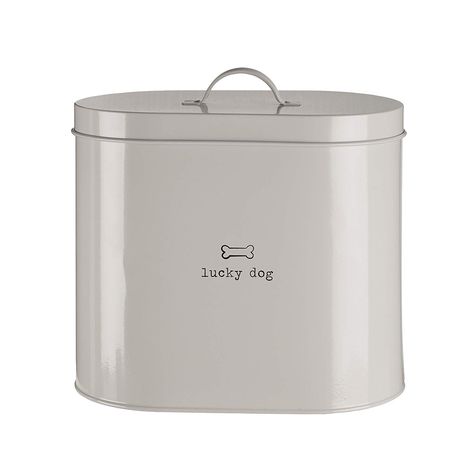 Premier Housewares Adore Pets Lucky Dog Food Storage Bin with Spoon, 6.5 L - Natural: Amazon.co.uk: Kitchen & Home Dog Food Bin, Pet Food Storage Container, Dog Food Storage Containers, Dog Food Container, Food Jars, Pet Food Storage, Powder Paint, Dog Food Storage, Dog Store