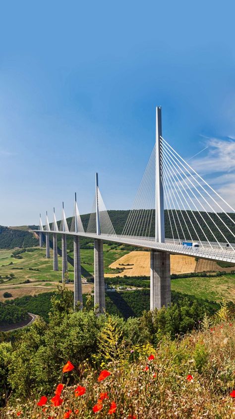 Millau Viaduct,France Millau Viaduct, France Bridge, Bridge Photos, Ancient Drawings, Roman Theatre, France Aesthetic, Alpine Village, Palace Of Versailles, Structure Architecture