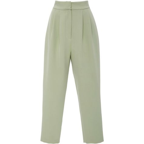 Libsa     Zoe High Waisted Mint Cigarette Pant ($395) ❤ liked on Polyvore featuring pants, green, mint green pants, high waisted trousers, high waisted pleated pants, pleated trousers and cigarette pants Waist Outfit, High Waist Outfits, Mint Green Pants, Mint Pants, Peg Leg, Pants Green, Green Mint, Pleated Trousers, High Rise Pants