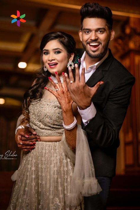 Indian Engagement Photos, Engagement Portraits Poses, Engagement Shoots Poses, Pop The Bubbly, Indian Bride Photography Poses, Indian Wedding Poses, Bride Photos Poses, Engaged Couples Photography, Indian Wedding Photography Couples