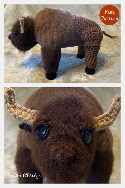 Bison Buffalo Amigurumi Free Crochet Pattern Buffalo Amigurumi, Crochet Patterns Ideas, Baby Shawl, Crochet Animals Free Patterns, Toy Crochet, Patterns Ideas, Crochet Kit, Amigurumi Free, Amigurumi Free Pattern