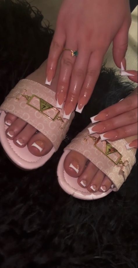 Acrylic Nails And Toes Matching, Nails And Toes Matching Ideas, Acrylic Nails And Toes, Nails And Toes Matching, Black Acrylic Nail Designs, Nails And Toes, Acrylic Nail Designs Classy, Matching Ideas, Pink Tip Nails