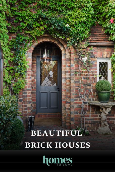 There's nothing humble about these marvellous designs that showcase brick in all its forms. Tap the link now for 15 beautiful brick homes to inspire. Australian Brick House, Front Door On Brick House, Small Brick Cottage, Brick Cottage Exterior, Red Brick Cottage, Old Brick House, Brick Homes, Brick Houses, Brick Cottage