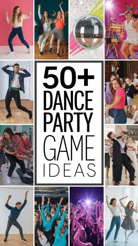 Make your dance party unforgettable with these fun and interactive games. Perfect for all ages to get the groove on! #DanceParty #PartyGames #FunIdeas #InteractiveGames #PartyVibes Dance Floor Games, Dance Scavenger Hunt, Father Daughter Dance Games, Dancing Games For Adults, Middle School Dance Activities, Dance Games For Adults, Dance Games For Children, Prom Games Ideas, Disco Party Games