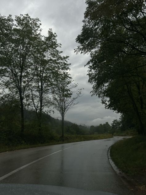 on a cloudy day Stormy Day Aesthetic, Cloudy Day Aesthetic, Stormy Aesthetic, Grey Hour, Rainy Road, Rainy Forest, Overcast Weather, Twilight Vibes, Forest Fall