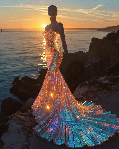 ✨Holographic dresses that glow in the dark for mermaid-inspired brides would add a captivating and ethereal touch to wedding aesthetics.… | Instagram Hummingbird Inspired Outfit, Glow In The Dark Dresses, Fantasy Mermaid Dress, Ocean Inspired Dress, Mermaidcore Dress, Mermaid Inspired Outfits, Mystical Dresses, Glow In The Dark Dress, Dark Mermaid Aesthetic