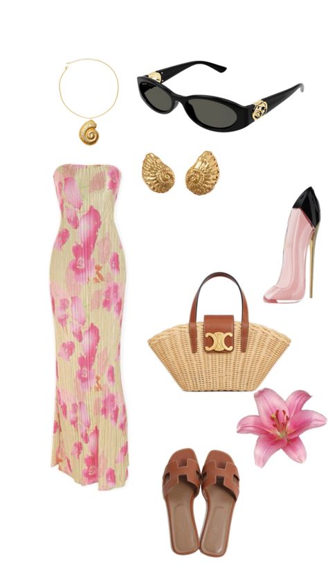 Vacation pink outfit ideas Beach Outfits Polyvore, Tropical Dress Outfit, Pink Outfit Ideas, December Outfits, Zara Looks, Sabrina Carpenter Outfits, Tropical Outfit, Summer Holiday Outfits, Event Outfit