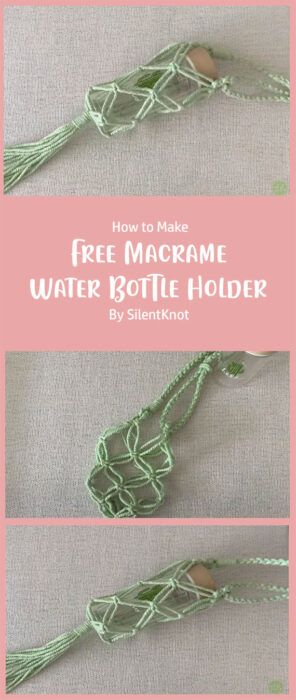 DIY Macrame Water Bottle Holder Free Tutorial Ideas - Carolinamontoni.com Macrame Wine Bottle Holder Diy Tutorial, Macrame Water Bottle Holder Pattern, Macrame Water Bottle Holder Diy Tutorial, Macrame Bottle Holder Free Pattern, Macrame Water Bottle Holder, Macrame Water Bottle, Macrame Bottle Holder, Diy Macrame Plant Hanger Easy, Water Bottle Holder