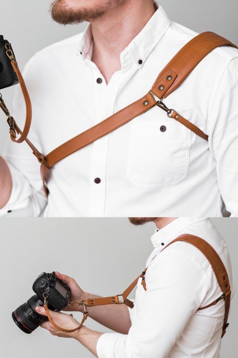 Leather Camera Strap Camera Sling Strap Photographer Gift - Hitcher Solo Leather Camera Strap Pattern, Leather Camera Harness, Accessories Photography Ideas, Camera Strap Pattern, Camera Harness, Diy Camera, Leather Camera Strap, Bookish Merch, Photographer Gifts