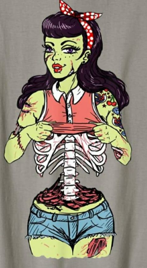 Zombie Pin Up, Zombie Tattoos, Arte Zombie, Zombie Art, Zombie Girl, Pin Up Tattoos, Psychobilly, Wow Art, Pin Up Art