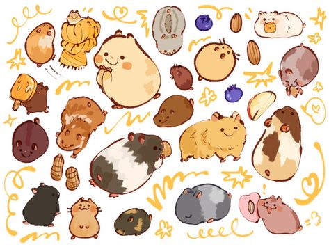 Hamster Drawing Cute, Hamsters Drawing, Hamster Drawings, Cute Hamster Drawing, Hamster Illustration, Hamster Wallpaper, Hamster Drawing, Pig Drawing, Pig Art