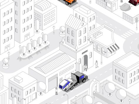 Isometric City for Comvoy.com by Kürşat Ünsal on Dribbble Chaos City, Isometric Animation, Journey Map, Montage Video, Art Exploration, Digital Rendering, 3d Isometric, Line Illustrations, Abstract Architecture